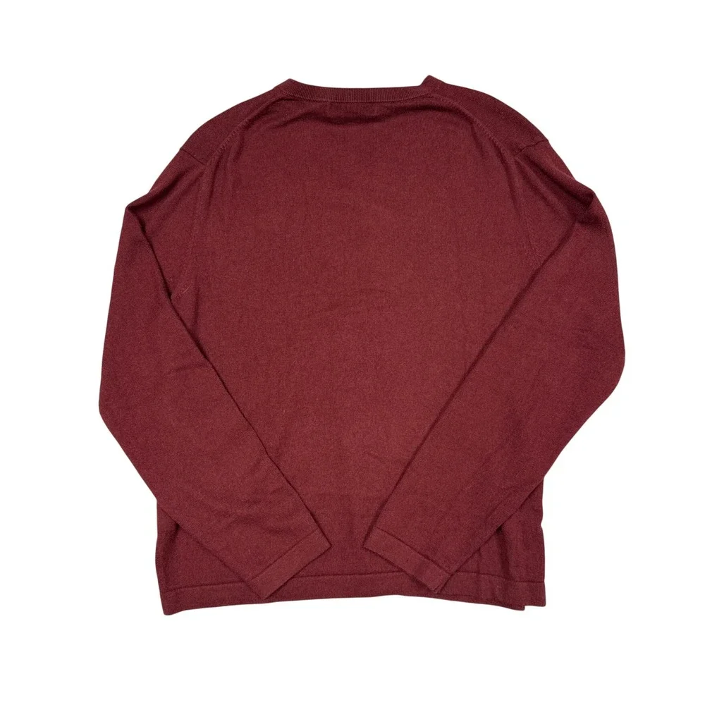 Banana Republic Silk Cashmere V-Neck Sweater Mens L Burgundy Classic Fall Luxury